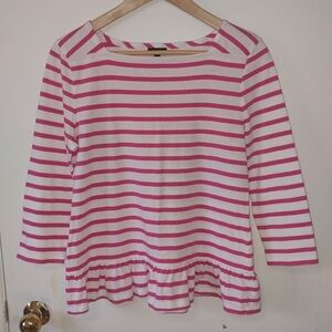 Talbots Cotton Striped Top Peplum